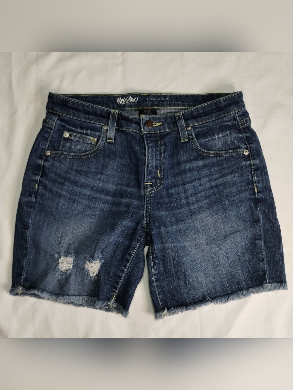 Mossimo Blue Distressed Denim Cutoff Shorts Size (4)
